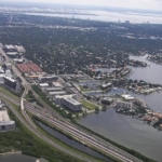 Aerial view of a residential neighborhood in west Tampa, Florida along the water. Photo by Wknight94, CC BY-SA 3.0, via Wikimedia Commons