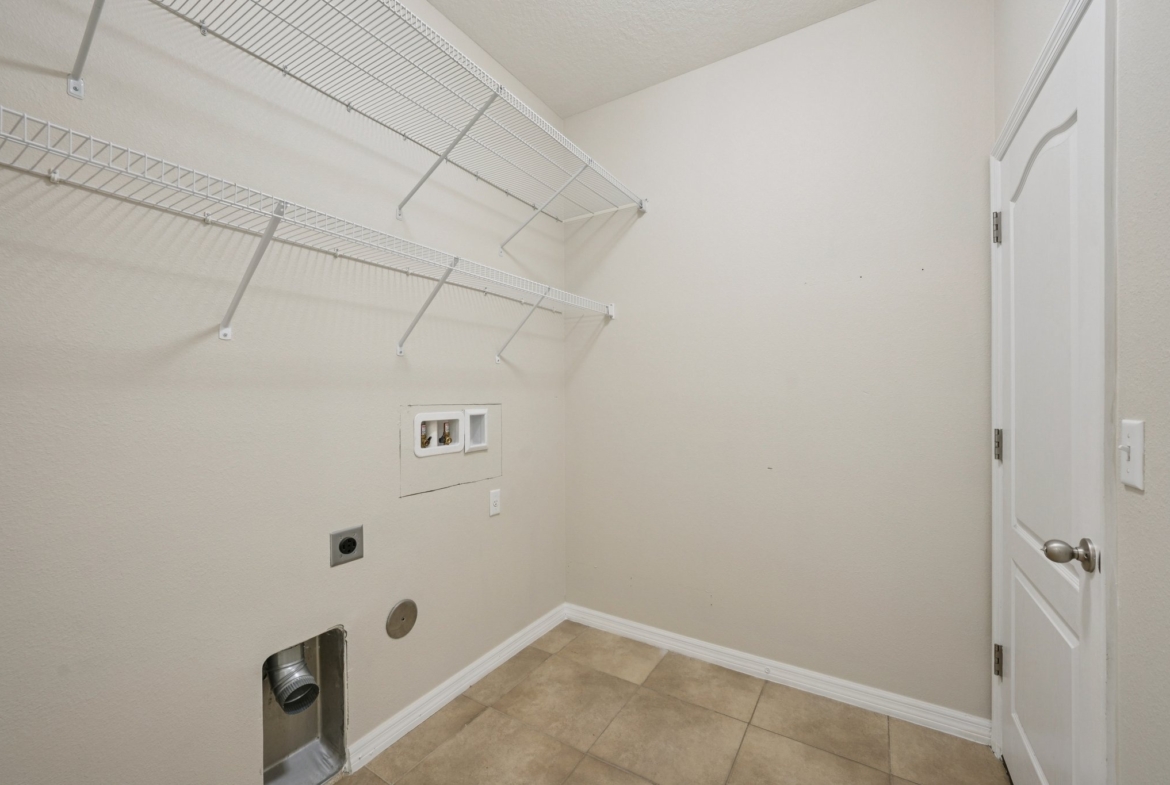 Inside laundry room with washer and electric dryer hookups, New Port Richey FL 34654