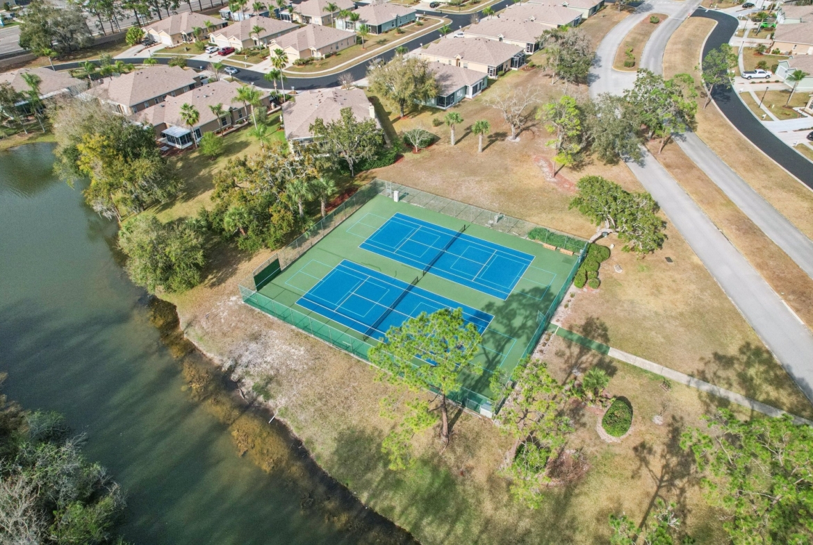 Aerial of the pool and recreation amenities at Summertree, New Port Richey FL
