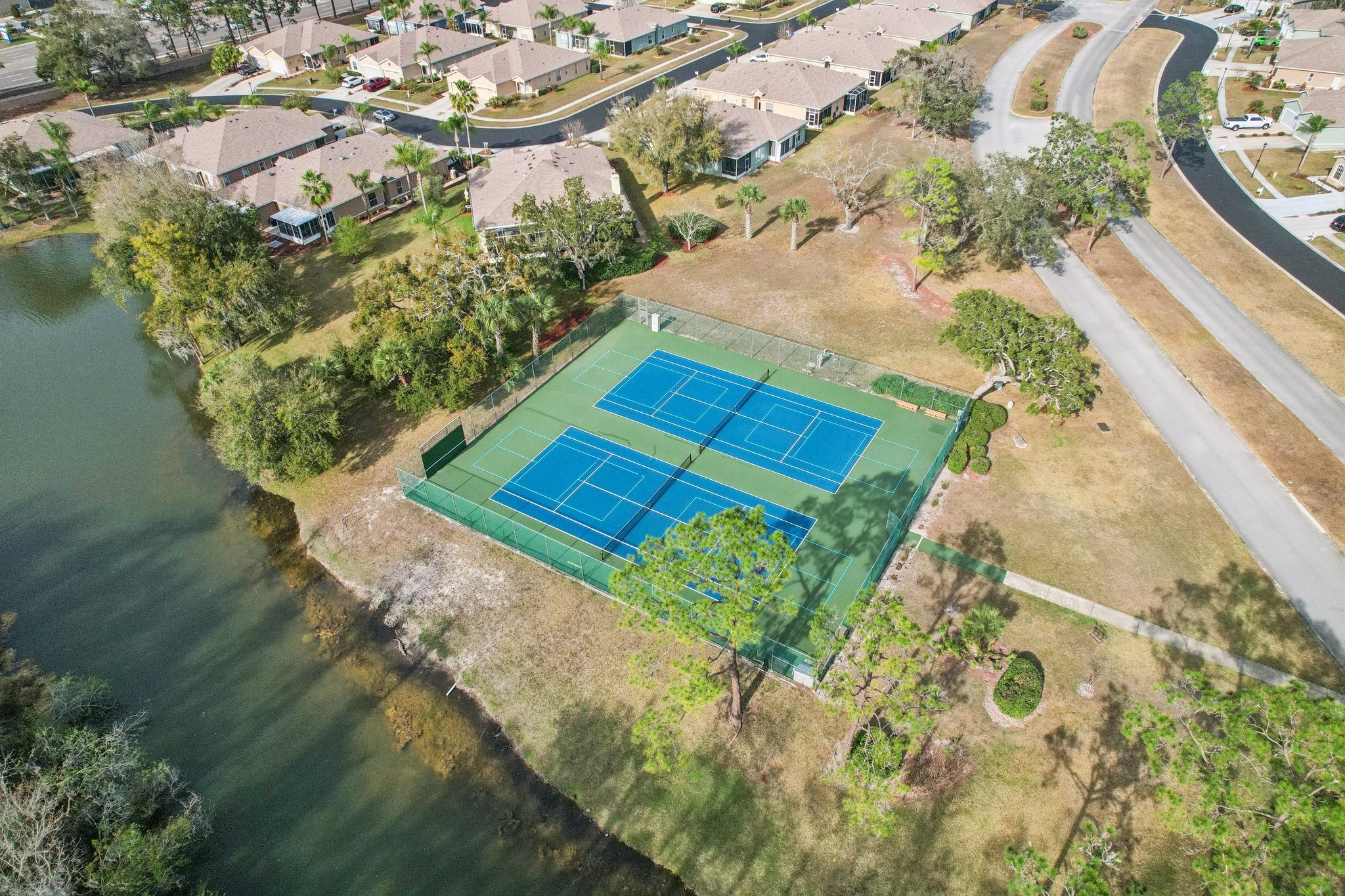 Aerial of the pool and recreation amenities at Summertree, New Port Richey FL