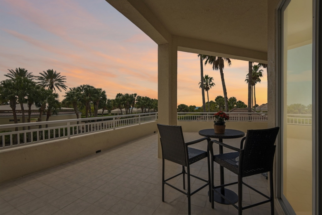 Sand Key sunset from the private wraparound terrace at 1180 Gulf Blvd #101, Clearwater Beach FL 33767