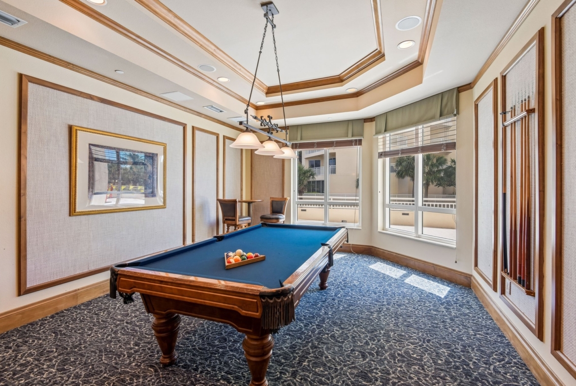 Billiards room amenity at The Grande on Sand Key condominium in Clearwater Beach FL