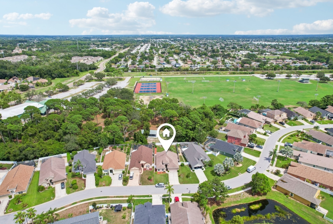 Aerial view of the Key Vista neighborhood in Holiday FL near Anclote Nature Park