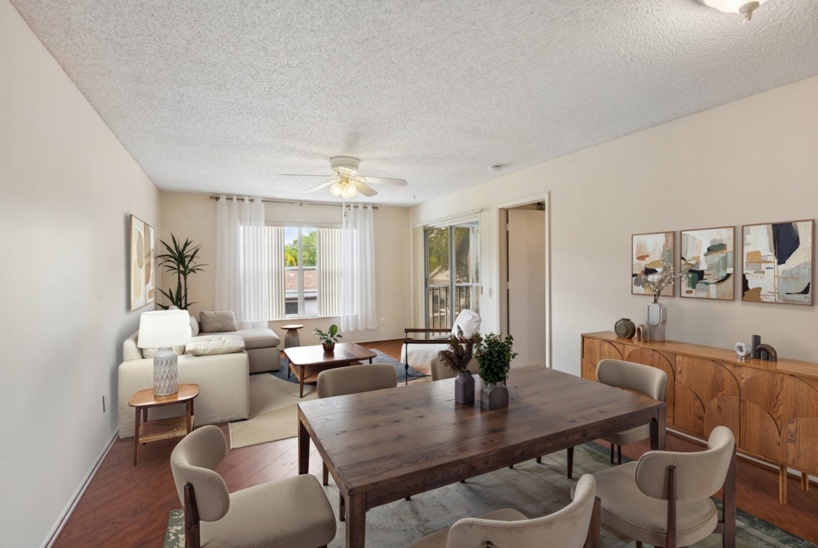 Dining area off the living room at 7713 Hillside Ct #204, Hudson FL 34667