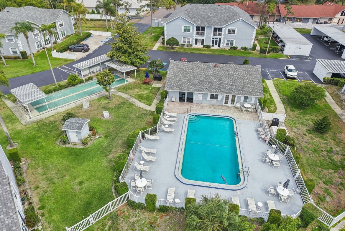Heated community pool at The Hillside 55+ condominium in Hudson, FL 34667