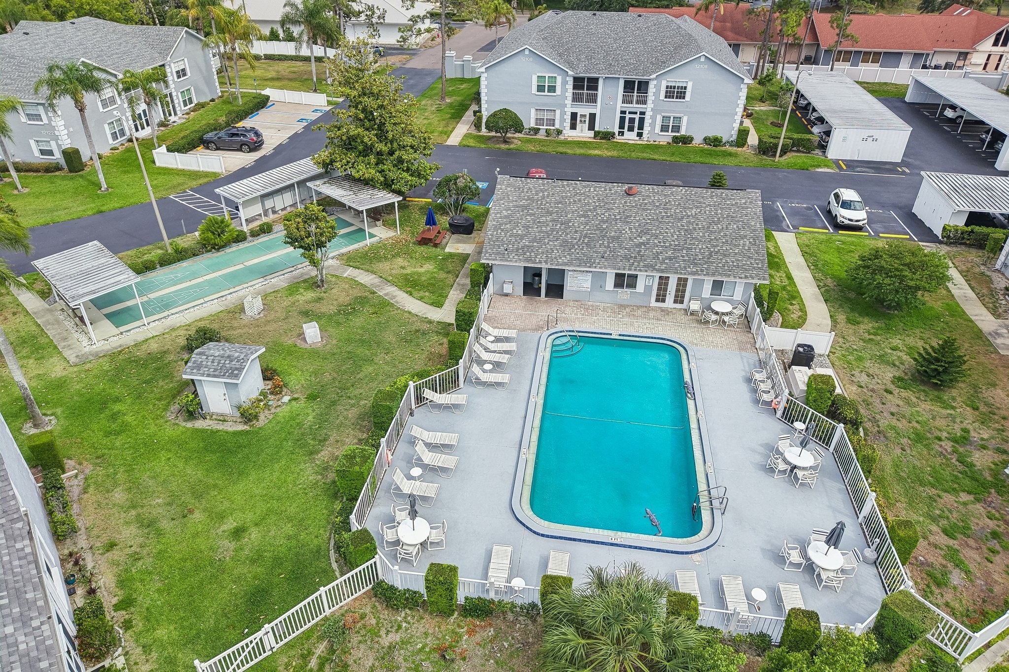 Heated community pool at The Hillside 55+ condominium in Hudson, FL 34667