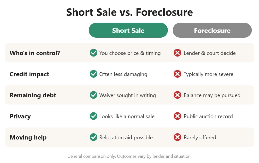 Short sale vs. foreclosure comparison chart